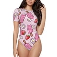 thumbnail image 2 of Fotbe Strawberry Popsicle Women's Crew Neck Short Sleeves Bodysuit Tops Round Neck Slim Sleeveless Soft Comfortable Basic-Small, 2 of 7