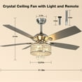 thumbnail image 6 of Depuley 52" Crystal Ceiling Fan with Lights and Remote Industrial Ceiling Fans Light Fixture, 5 Reversible Blades Ceiling Fan Light for Living room,Dining room, E12 base, 6 of 9