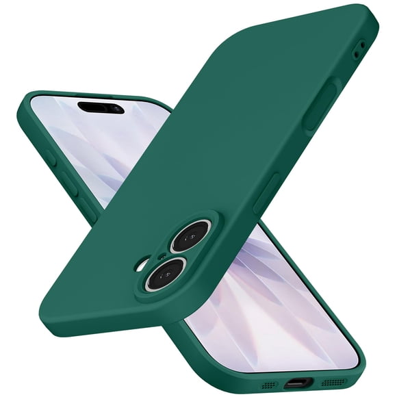 Funda para iPhone 17 de 6,3" JUNAUTTB de silicona líquida color verde oscuro