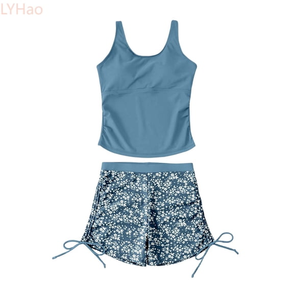 LYHao Children's Swimwear Separate Printed Beach For Girls. Large Size For Children 7 16.,Swimsuits Sets 9-10 Years Blue