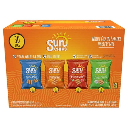 Sun Chips Whole Grain Chips, Variety Pack, 1.5 oz, (Best Whole Grain Chips)