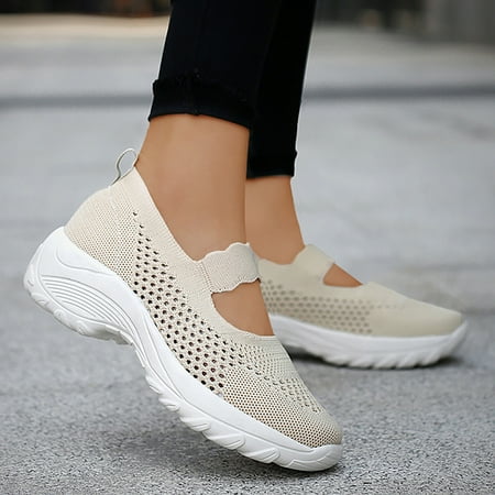 

Multicolor Women s Shoes Cross-border Foreign Trade Lightweight Women s Shoes Thick-soled Increased Casual Shoe Cover Foot Mesh Shoes Beige 40