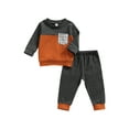 thumbnail image 2 of Qiylii Baby Boys Color Block Clothes Set Long Sleeve Round Neck Sweatshirt + Pants, 2 of 8