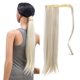 thumbnail image 1 of SWACC Extensión de cola de caballo larga recta/rizada ondulada para mujer, extensión de cabello sintético con clip (rubio platino liso-60#), 1 of 5