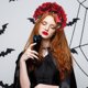 thumbnail image 3 of Rose Floral Veil Halloween Costume Headband Day of the Dead Headpiece for Festival Carnival Party Levamdar 222229-3, 3 of 7