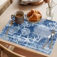 thumbnail image 3 of Navy Blue Coastal Placemats Set of 4 Nautical Coral Starfish Shell Octopus Sea Place Mats Indoor Wipeable Table Mats Washable Dining Table Placemats for Kitchen Holiday Party Home Decor 13x19 Inch, 3 of 9