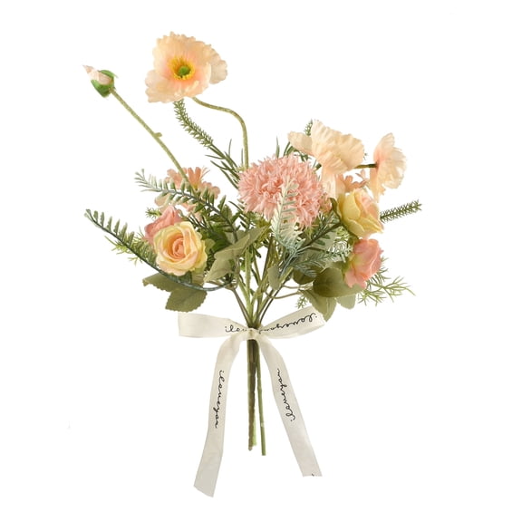 Hagao Artificial Rose Bouquet, 1 Piece, Light Orange Faux Floral Arrangement for Home and Wedding Decor
