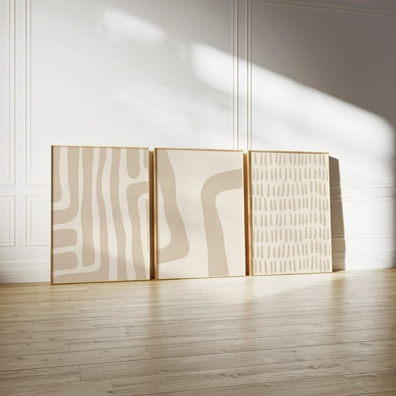 Luvia Neutral Beige Gallery Wall Set / Beige Set Of 3, Modern Art Prints, Neutral Prints, Boho Prints Art, Modern Wall Decor Set 3 Prints 8x12 UNFRAMED