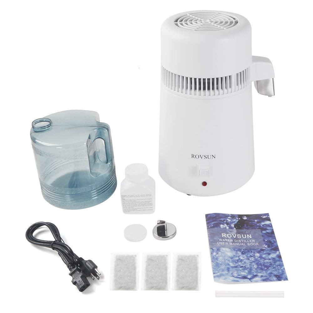 VINGLI 1.1 Gallon/4L Water Distiller, Countertop Distilled Water Machine BPA-Free,Flame-Retardant, 750W, White