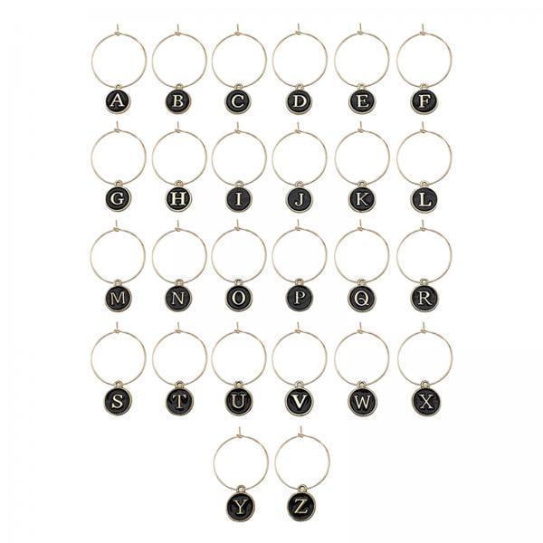 2x26 Piezas De Anillos Con Dijes Para Copas De Vino, Decoraciones Para Fiestas De Bodas Y Navidad, Color Negro