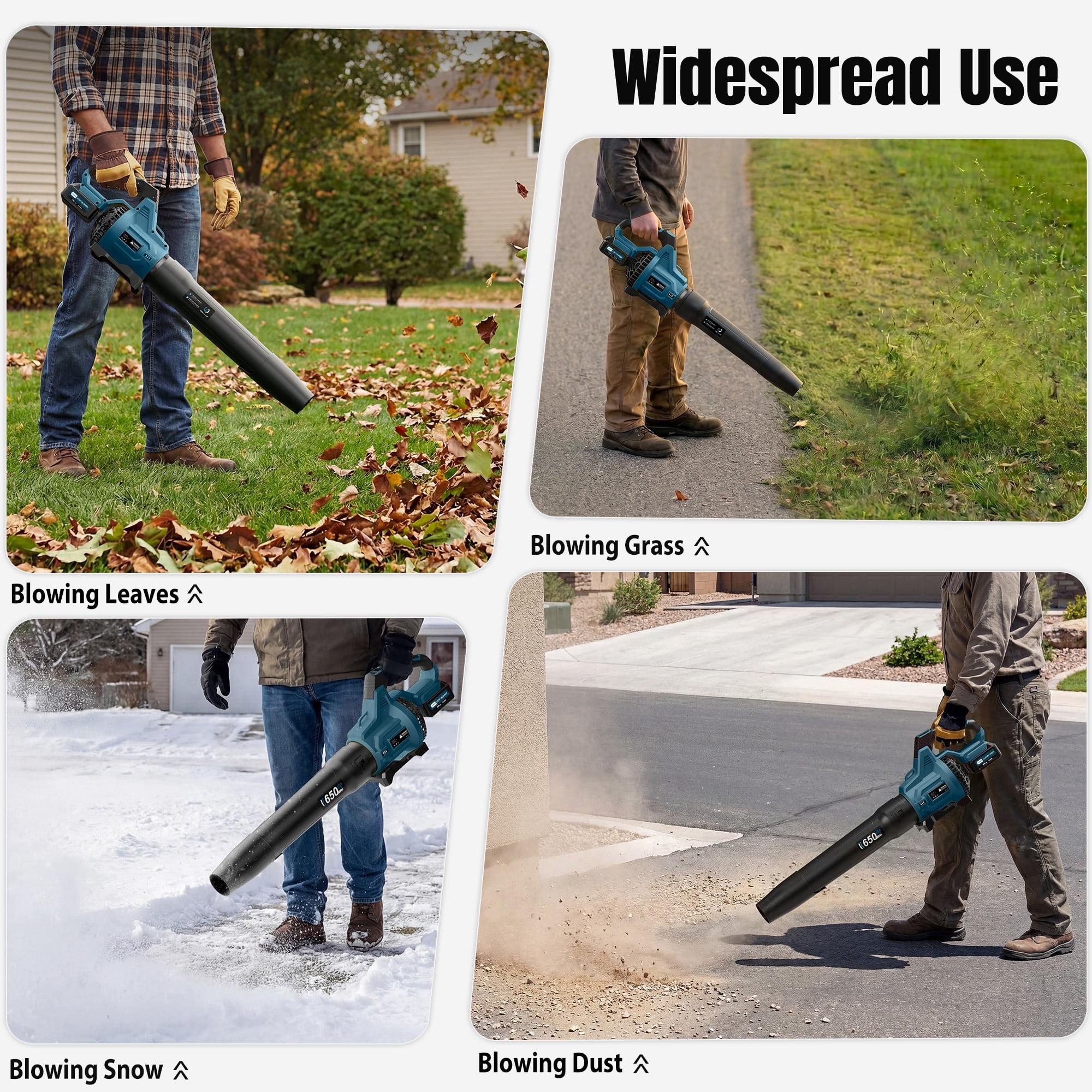 Cordless Leaf Blower with 2 x 5.0Ah Batteries, 650CFM 3-Speed Electric Leaf Blower for Lawn Care, Yard, Snow, and Debris