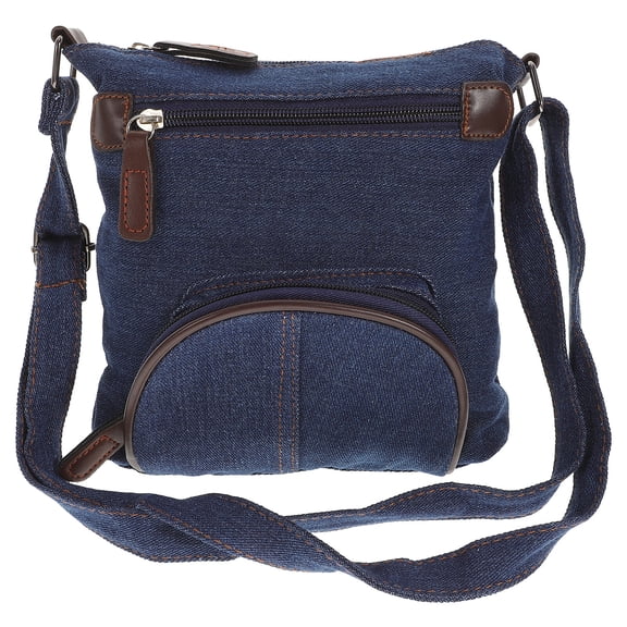 Denim Crossbody Bag Shoulder Bag Casual Front Pocket Handbag for Women ( Blue)