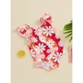 thumbnail image 5 of Suagox Toddler Girl Summer Swimsuit Cute Fly Sleeve Ice Cream/Floral Print Bathing Suit Baby Swimwear, 5 of 10