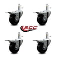 thumbnail image 2 of 3 Inch Soft Rubber Wheel Swivel 7/16 Inch Stem Caster Set with Total Lock Brake, 2 of 2