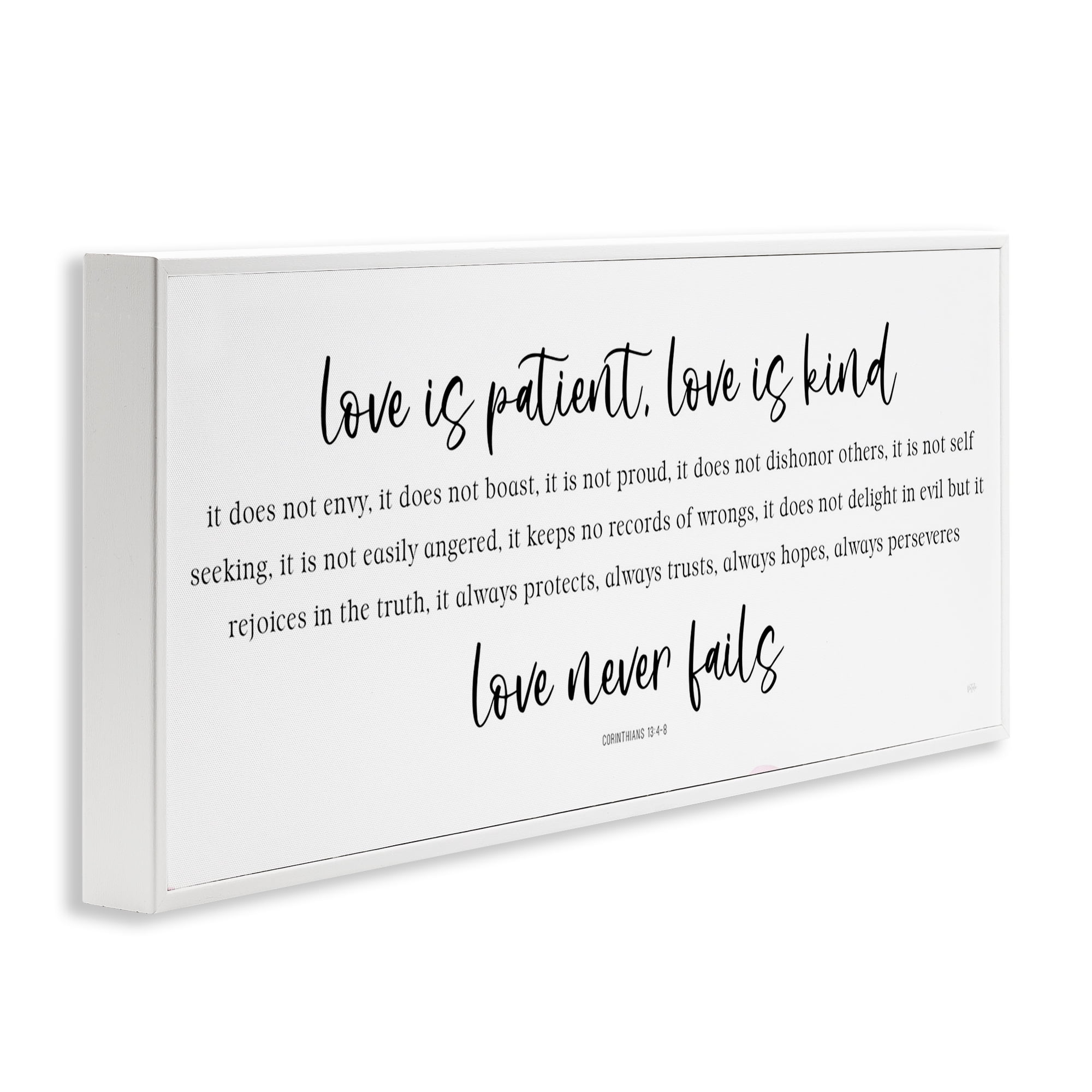 Stupell Industries Love Never Fails Proverb White Framed Giclee Art, design by Natalie Carpentieri