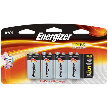 Energizer MAX Alkaline, 9V Batteries, 4 Pack