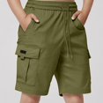 thumbnail image 3 of DJDLJWCJ Boys Cargo Shorts with Pockets Elastic Waist Relaxed Fit Athletic Shorts Workout Pants Boys for Outdoor Sports, Army Green 8 Years, 3 of 8