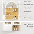 thumbnail image 4 of Ludatido Bathroom Medicine Cabinets with 4 Doors, Wall Mounted Medicine Cabinets with Adjustable 4 Shelves, Arched Design Medicine Cabinet with Glass for Bathroom White Wood Grain, 4 of 14
