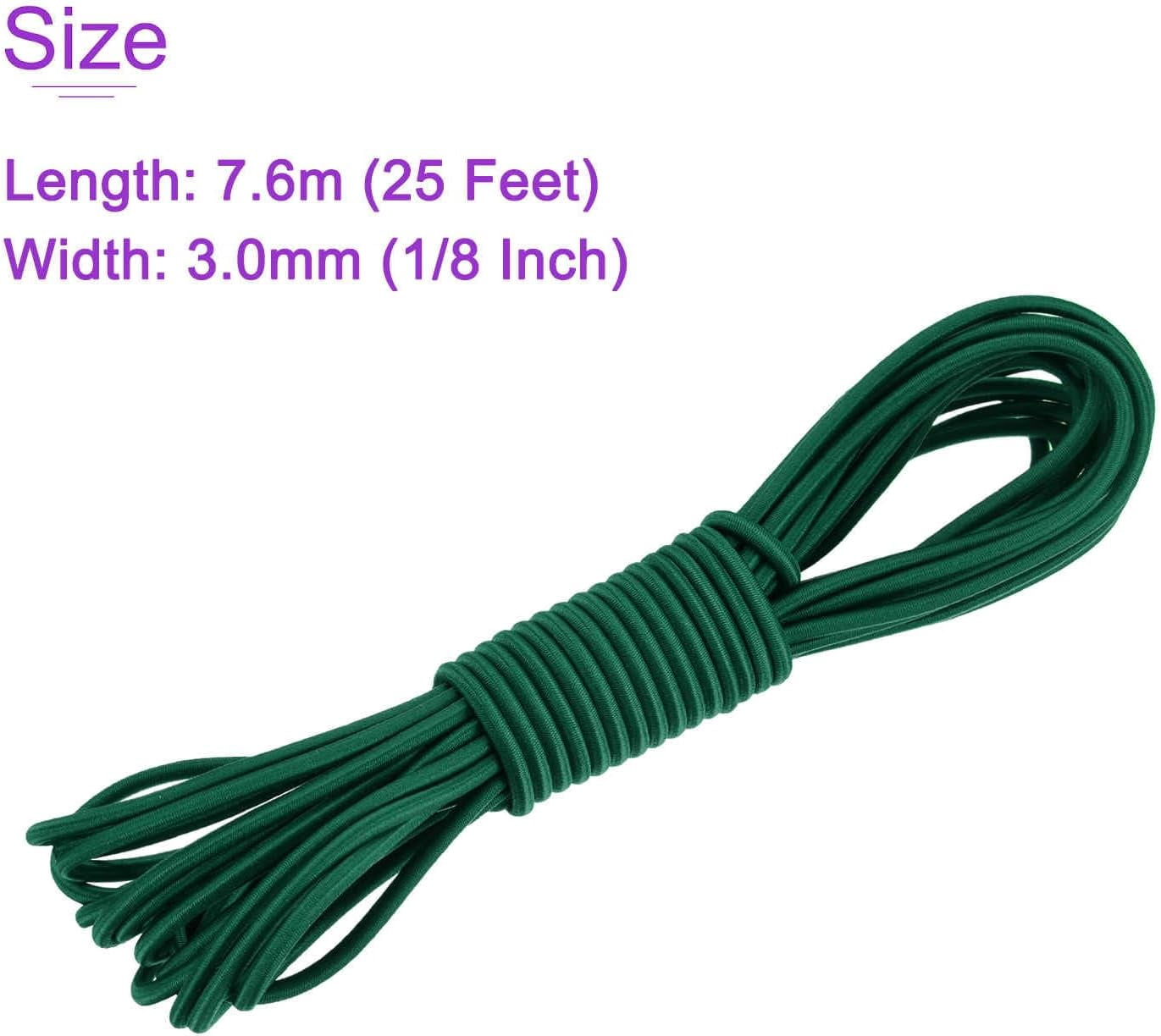 MKEUDQ-1/8 Inch Shock Cord, 25 Feet Dark Green Bungee Cord Tent Pole Shock Cord Round Elastic Kayak Rope Stretch String Marine Grade Heavy Polyester for DIY Projects Tie Downs