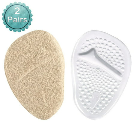 2 Pairs Soft Gel Ball of Foot Cushions, Metatarsal Gel Pads Ball of Foot Cushions, Self-Sticking Forefoot Shoe Insoles for Women High Heels, Relieve Foot Pain