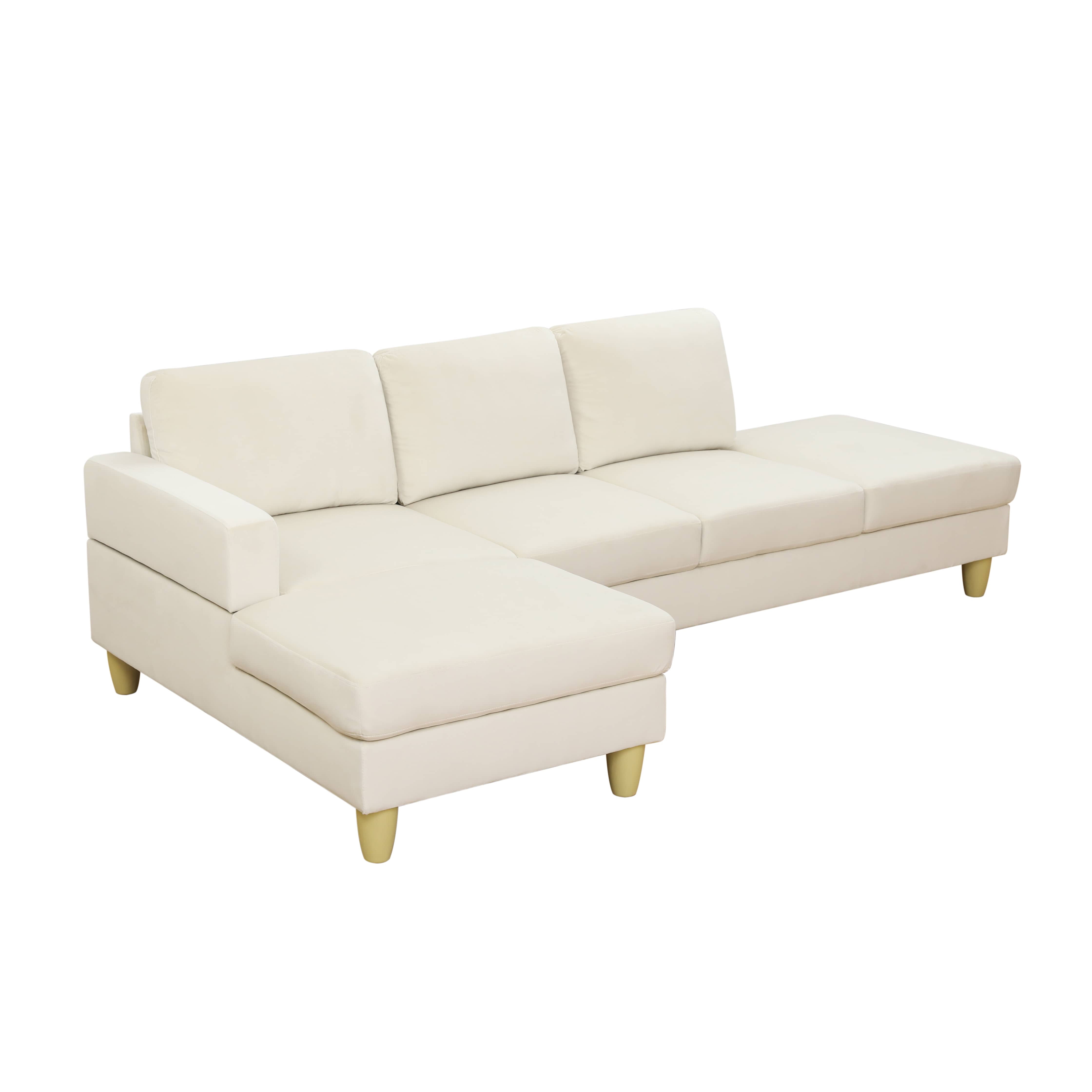 MAYEERTY Superior Beige white Lint Modern Adult Couch Living Room Sofa Set