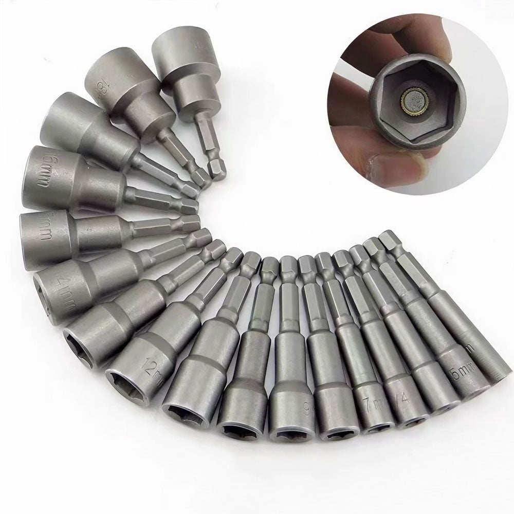 STONEGO 5/6/8/9/14Pcs Hex Magnetic Socket Sleeve Set - Nut Driver Drill Bit Adapter for Quick and Secure Fastening, Ideal for Automotive, Home Repair, and DIY Projects