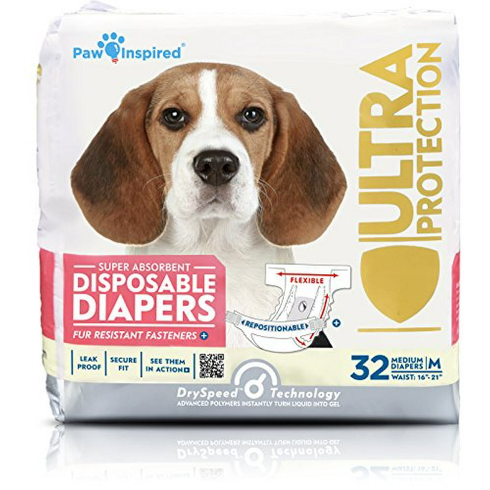 Paw Inspired 32ct Disposable Dog Diapers Female Dog Diapers Ultra Protection Diapers for