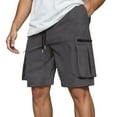 thumbnail image 2 of BUWTTER Men‘s Hip Hop Cargo Shorts Loose Fit Solid Color Baggy Street Casual Summer Dance Shorts Cargo Pockets GY2 S, 2 of 5