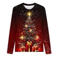 thumbnail image 4 of SELONE Christmas Shirts for Women Red Printed Crewneck Pullover Long Sleeved Casual Tops Red XL, 4 of 4