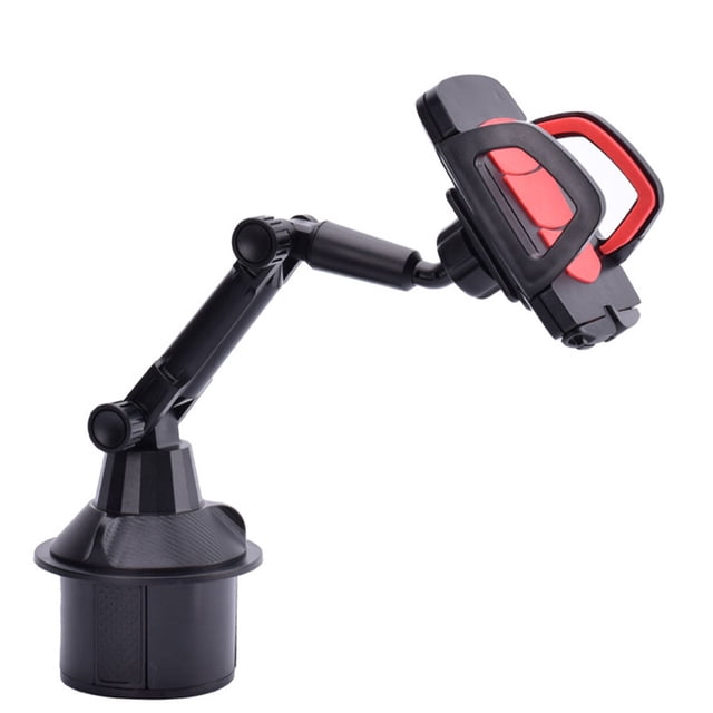 ruzhgo Adjustable Car Cupholder Phone Holder Mount 360-Degree Rotation Stand Non-Slip Smartphone Storage Bracket Automobile Interior Black Red