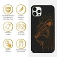 thumbnail image 4 of Case Yard Wooden Case for iPhone-12/12-Pro Soft TPU Silicone cover Slim Fit Shockproof Wood Protective Phone Cover for Girls Boys Men and Women Supports Wireless Charging Doodle Lion Face Design, 4 of 7