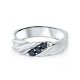 thumbnail image 2 of 1/10ct Treated Blue Diamond Mens Three Stone Wedding Ring 14K White Gold, 2 of 2