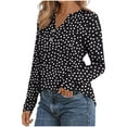 thumbnail image 5 of Blouse for Women Long Sleeve V-Neck Printed Buttons T-shirt Casual Blouse Black M,Womens Tops, 5 of 6