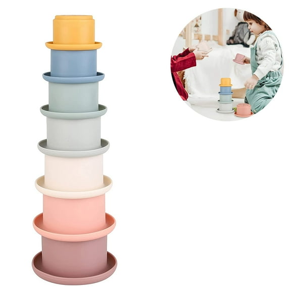 Stacking Cups Baby Building Toy, Nesting Cup Early Educational Toddlers Montessori Stacking Toy, with Numbers & Pattern, for Indoor/Outdoor/Bathtub/Beach