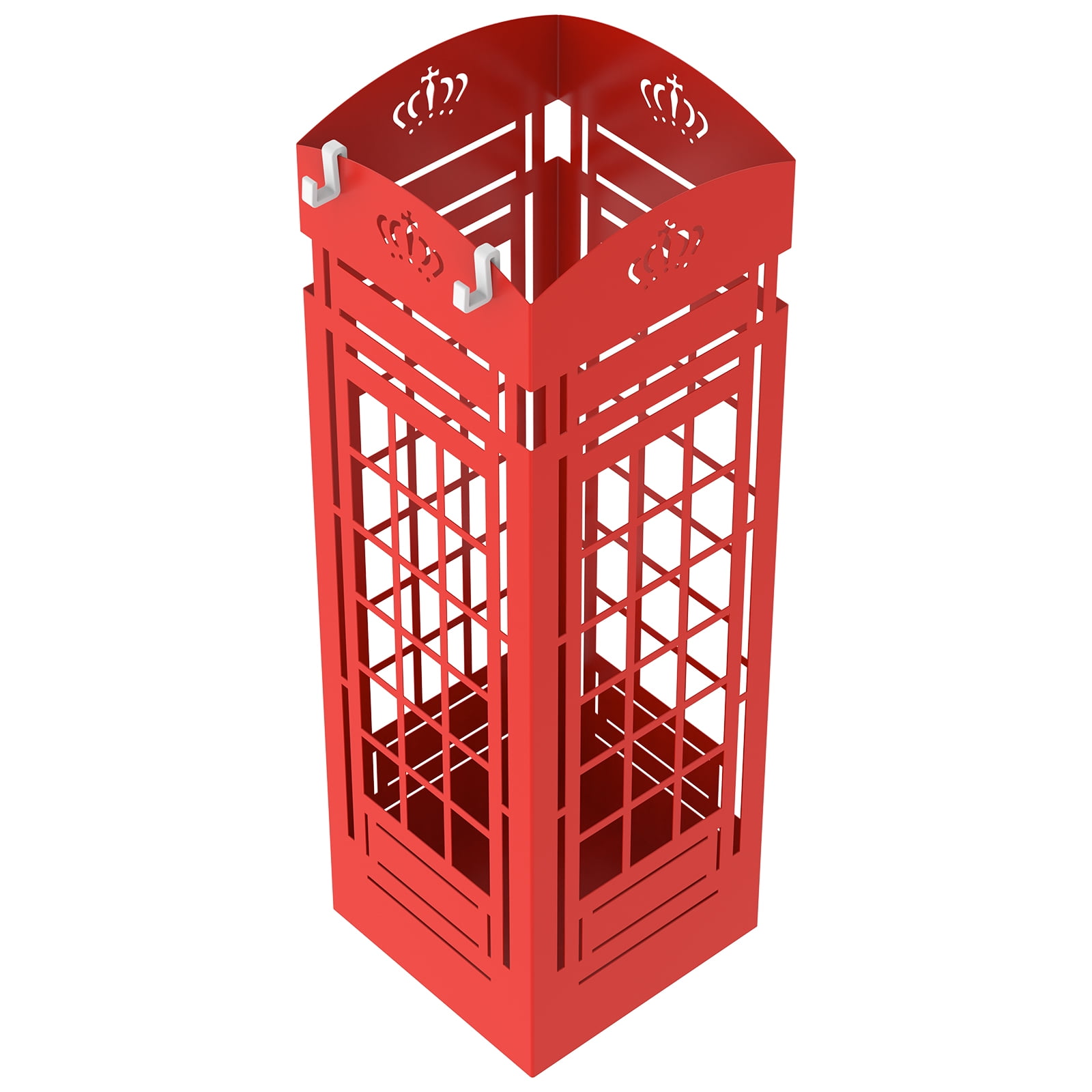 19.5" Tall Umbrella Stand, Metal Freestanding Umbrella Holder for Canes and Entryway Organization, Rustproof Cutout Design, Red