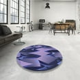 thumbnail image 4 of Ahgly Company Machine Washable Indoor Round Transitional Blue Area Rugs, 4' Round, 4 of 7