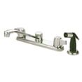 thumbnail image 1 of Twin Brass Lever Handles Kitchen Faucet With Side Sprayer - Polished Chrome Finish, 1 of 1
