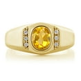 thumbnail image 2 of Gem Stone King 1.36 Ct Yellow Citrine White Created Sapphire 18K Yellow Gold Plated Silver Men's Ring, 2 of 6