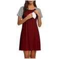 thumbnail image 2 of Diufon Nursing Dresses Breastfeeding 3 in 1 Labor/Maternity/Nursing Short Sleeve Round Neck Maternity Nightgown, 2 of 8