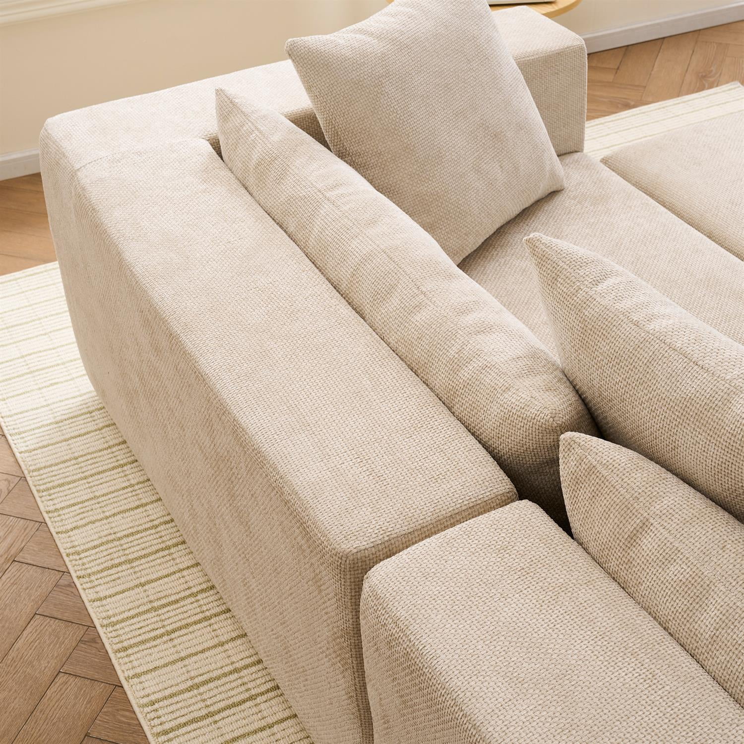 Demi Bonn 105" L-Shaped Modular Sofa Set, Soft Chenille Fabric Cloud Couch Lounge Chair for Living Room, Bedroom, No Installation Needed, Beige