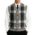 thumbnail image 2 of Resicozy Mens Plaid Sweater Vests V-Neck Sleeveless Fashion Casual Cardigan Vest Fall Winter Tank Tops Dark Gray L, 2 of 7