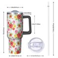 thumbnail image 2 of 40oz Pioneer Flower Floral Print Pattern Insulated Tumbler with Handle, BPA-Free Leak Proof Lid and Straws, Double Wall Vacuum, Hot 12h/Cold 34h, 2 of 6