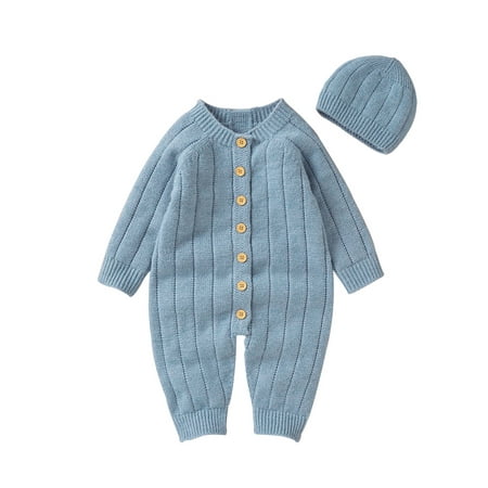 

Bagilaanoe Newborn Baby Girl Boys Winter Jumpsuit Long Sleeve Knitted Bodysuit 3M 6M 9M 12M 18M Infant Ribbed One Piece Romper