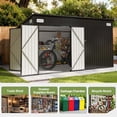 thumbnail image 6 of BaPiPro 12' x 8' Metal Outdoor Storage Shed, Tool Shed with Triple Lockable Door & Sloped Roof for Backyard & Patio, Black, 6 of 8