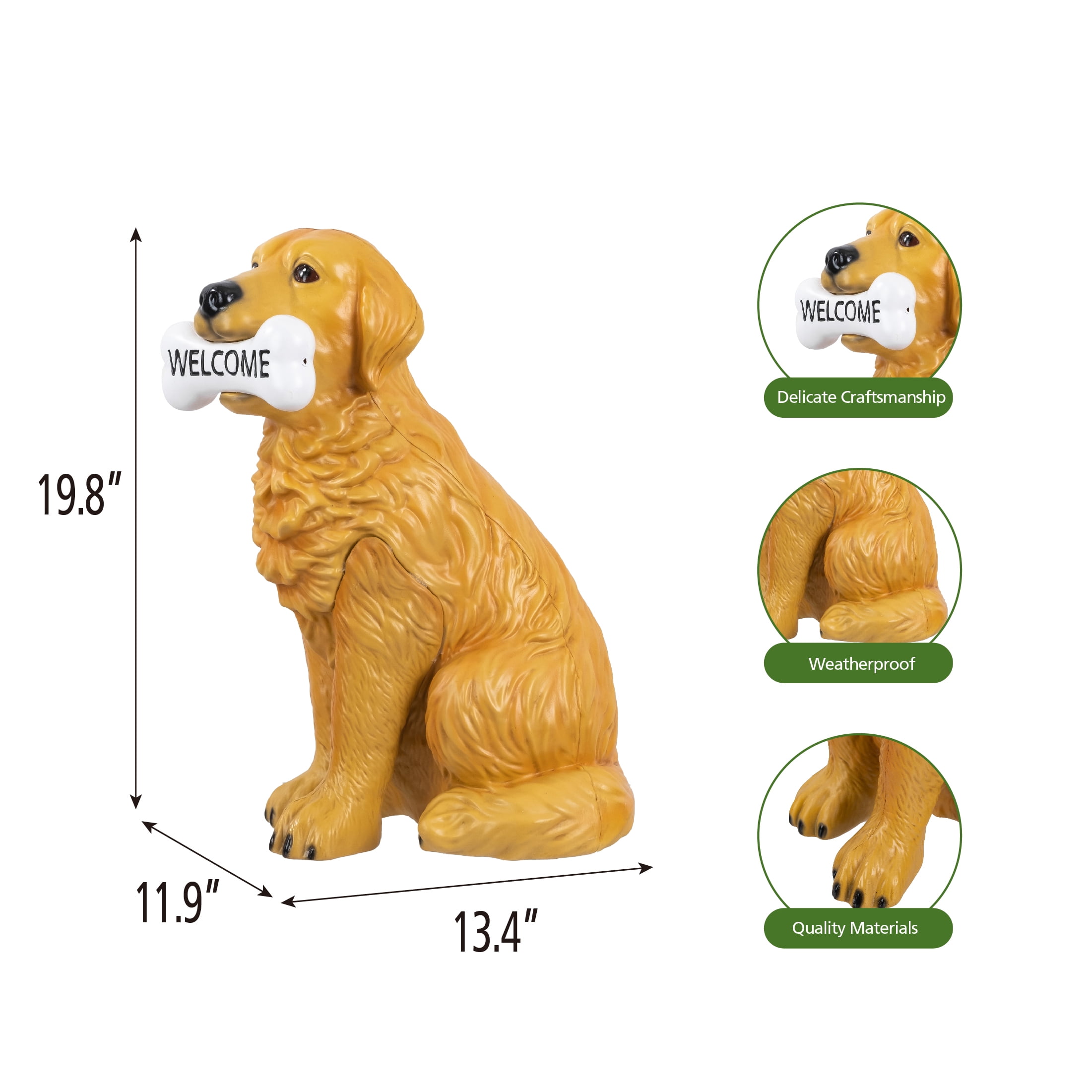 Mainstays Welcome Dog Large Resin Outdoor Garden Statue, Weather-Resistant