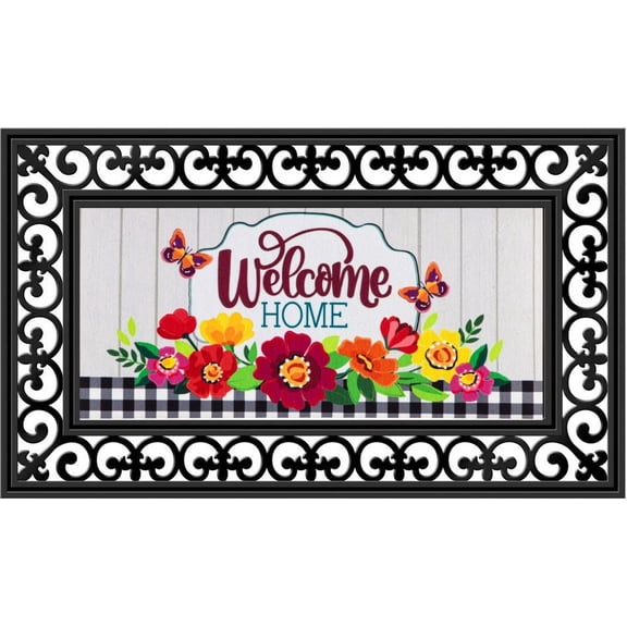 Evergreen Flag Seasonal Sassafras Interchangeable Mat and Tray Summer Floral with Butterflies