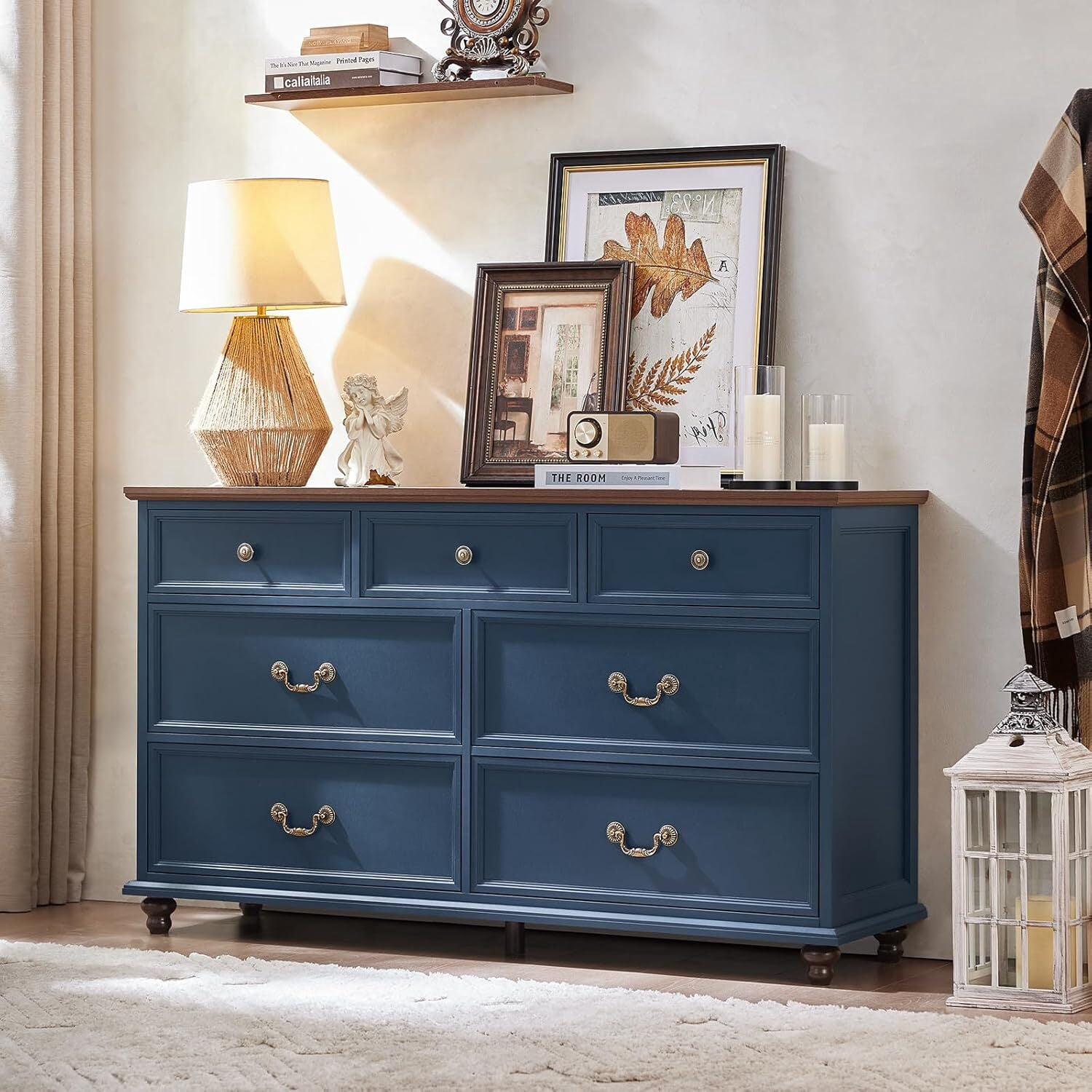 Joaxswe, Dresser, 54 inches wide, 7 drawers, dark blue - Walmart.com