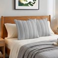 thumbnail image 6 of Pillow Covers 24x24 Set of 2, Grey Throw Pillow Covers Decorative Couch Cushion Cover, Farmhouse Striped Modern Artwork Microfiber Soft Square Pillowcases for Bedroom Living Room Sofa, 6 of 9