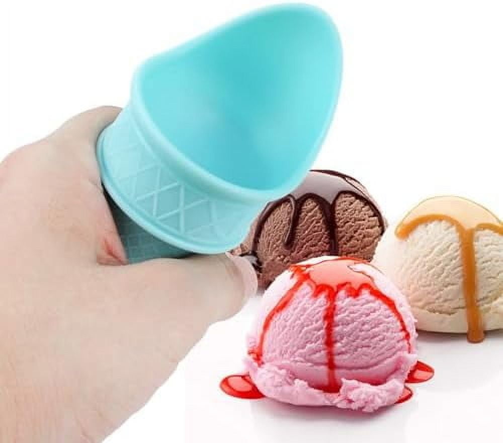 Ice Cream Cone Holder - Ice Cream Cone Scoop, Mini Ice Cream Cones Reusable, 2024 New Plastic Cone Shaped Ice Cream Scoop, Food Grade Ice Cream Snow Cone Rack for Birthday Party Wedding (4pc) 4pc 4pc