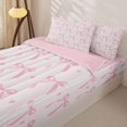thumbnail image 3 of Homewish Girls Pink Bowknot Zipper Twin Comforter Sets with Fitted Sheet and 2 Pillowcases For Kids,Dreamy Princess Themed Zipper Bedding Set,Pink Reversible,4-Piece, 3 of 7
